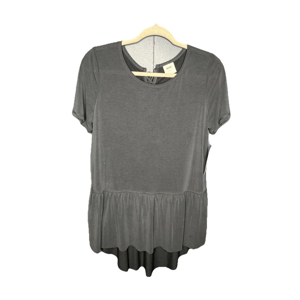 Mote Soft Peplum Hem Short Sleeve Top‎ with Back Tie Size Medium